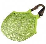 Bolsa de malla de algodón verde con mango corto PU